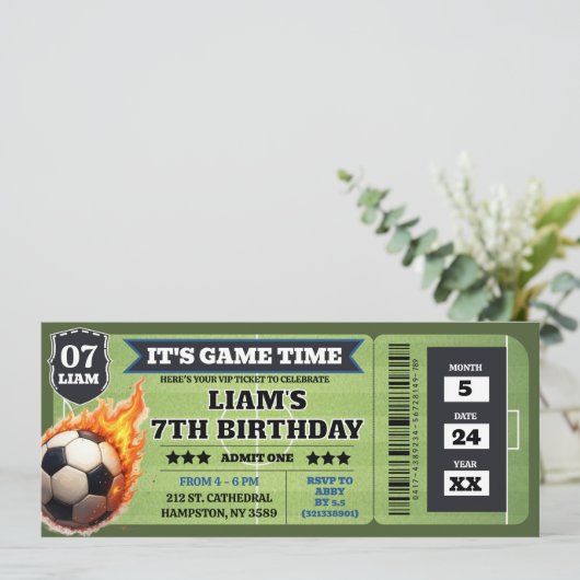 Voetbalspel Verjaardag Boy Ticket (Staand voorkant)