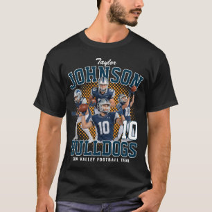 Voetbalspeler Aangepaste Foto Retro Bootleg Blauw T-shirt