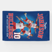 Voetbalspeler Aangepaste Foto Retro Bootleg Sport Spandoek (Horizontaal)