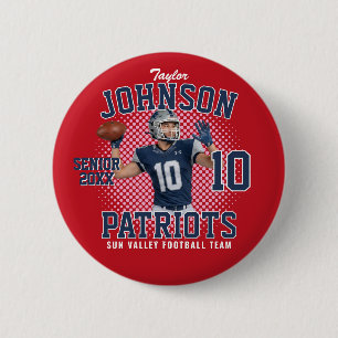 Voetbalspeler Aangepaste Foto Senior Sportdag Ronde Button 5,7 Cm