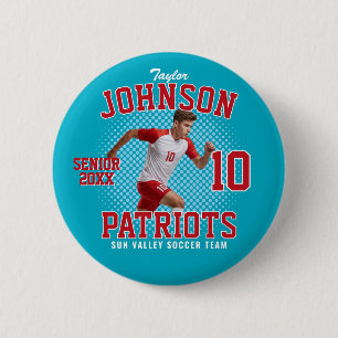 Voetbalspeler Aangepaste Foto Senior Sportdag Ronde Button 5,7 Cm