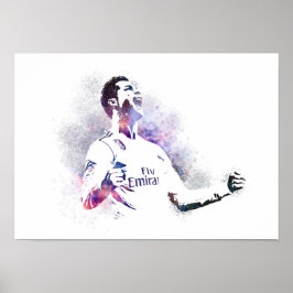 Voetbalspeler - Abstracte Aquarel Kunst Poster