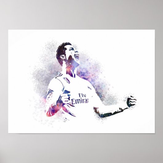 Voetbalspeler - Abstracte Aquarel Kunst Poster (Voorkant)