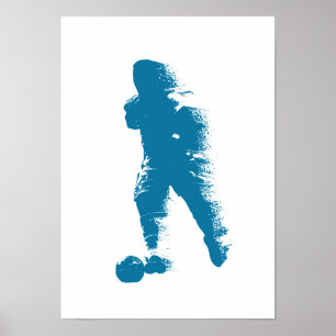 Voetbalspeler - Abstracte Aquarel Kunst Poster
