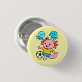 Voetbalspeler axolotl knop ronde button 3,2 cm (Voorkant /achterkant)