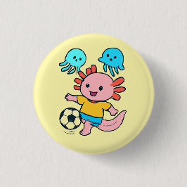 Voetbalspeler axolotl knop ronde button 3,2 cm