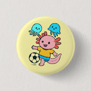 Voetbalspeler axolotl knop ronde button 3,2 cm