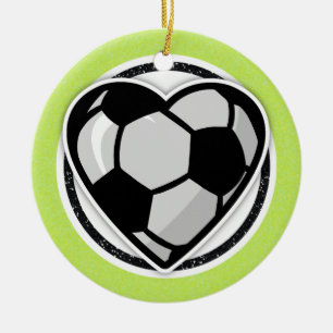 Voetbalspeler bij kerstversiering keramisch ornament