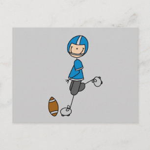 Voetbalspeler Blauwe T-shirts en Cadeaus Briefkaart