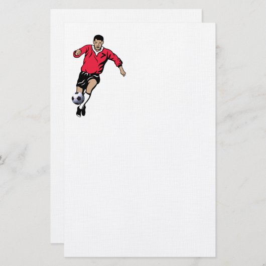Voetbalspeler Briefpapier (Voorkant / Achterkant)