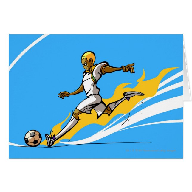 Voetbalspeler die een voetbal schopt (Voorkant Horizontaal)