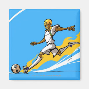 Voetbalspeler die een voetbal schopt magneet