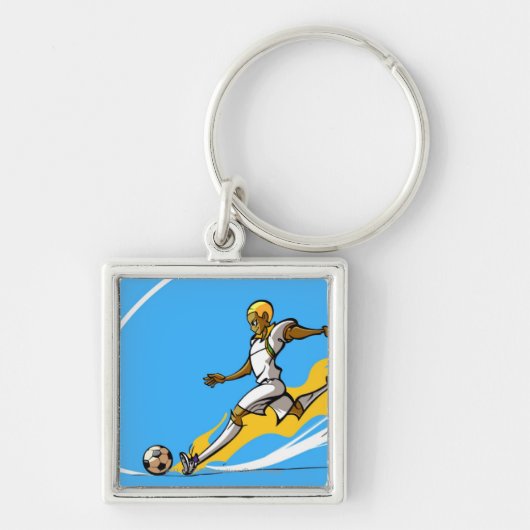 Voetbalspeler die een voetbal schopt sleutelhanger (Voorkant)