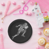 Voetbalspeler die Quarterback Zwart Zilver rent Papieren Bordje (Feest)