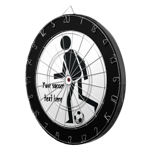 Voetbalspeler en bal op maat dartbord (Voorkant Rechts)