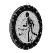 Voetbalspeler en bal op maat dartbord (Voorkant Links)