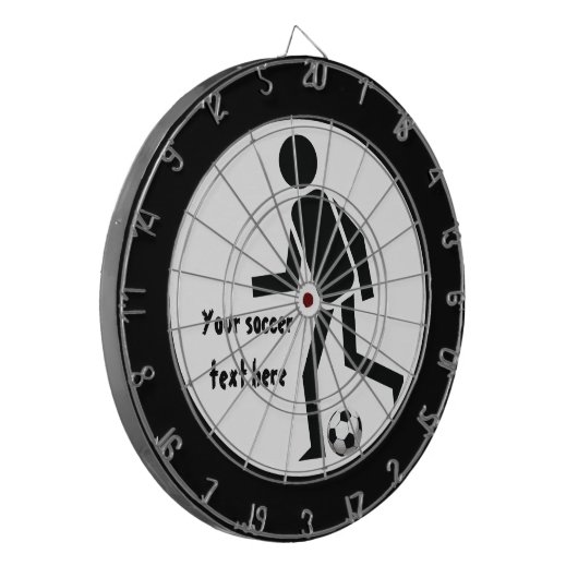 Voetbalspeler en bal op maat dartbord (Voorkant Links)