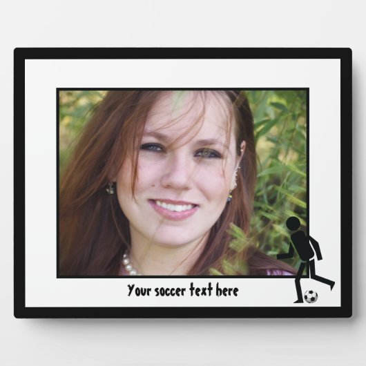 Voetbalspeler en cadeau op maat fotoplaat (Voorkant)