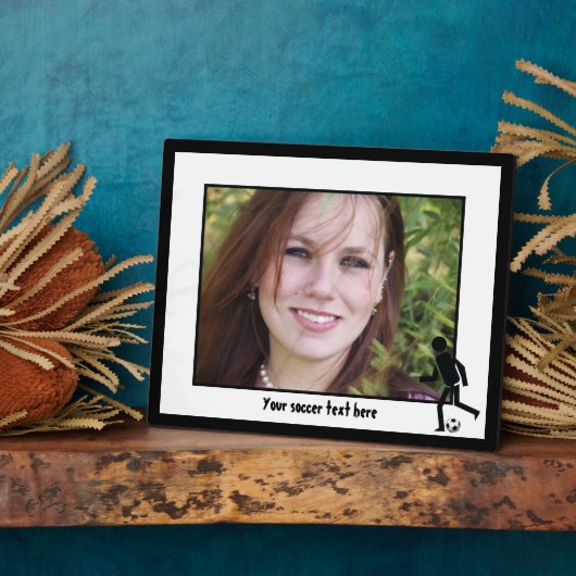 Voetbalspeler en cadeau op maat fotoplaat (Zijkant)