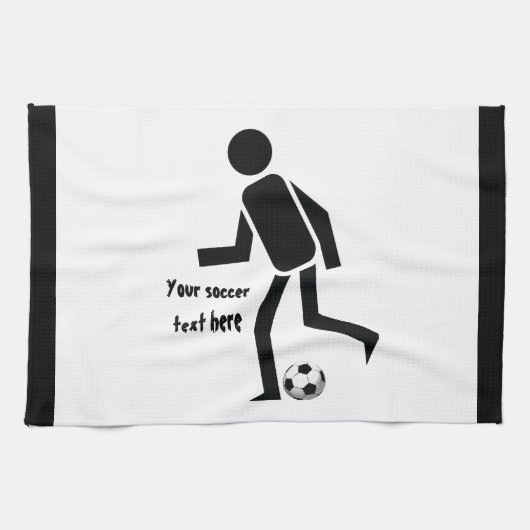 Voetbalspeler en cadeau op maat theedoek (Horizontaal)