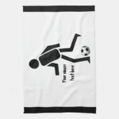 Voetbalspeler en cadeau op maat theedoek (Verticaal)