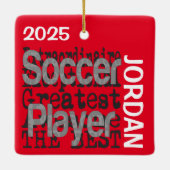 Voetbalspeler Extraordinaire Aangepast Keramisch Ornament (Achterkant)