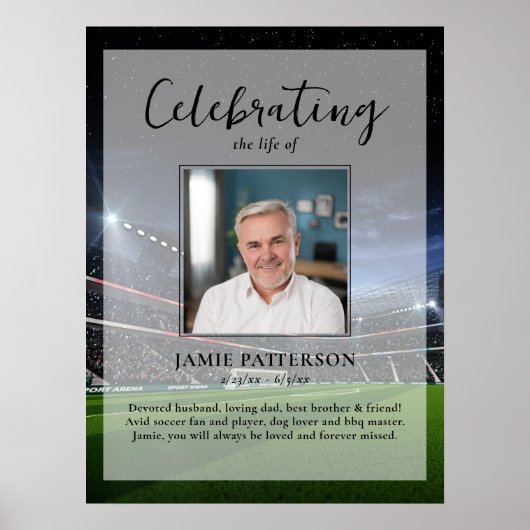Voetbalspeler Fan Leven Viering Foto Begrafenis Poster (Voorkant)