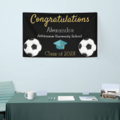 Voetbalspeler felicitatie afstuderen banner. bann spandoek (Beurs)