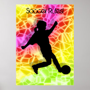 Voetbalspeler & fluorescentiemozaïek poster
