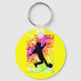 Voetbalspeler & fluorescentiemozaïek sleutelhanger