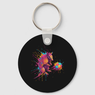Voetbalspeler Gordeldier Kunst Verfspatten Sleutelhanger