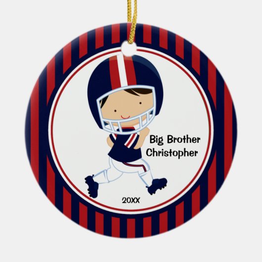 Voetbalspeler grote broer Kerst Ornament (Voorkant)