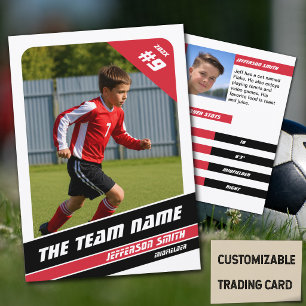 Voetbalspeler Handelskaart in Energieke Rood Wit Contactkaartje