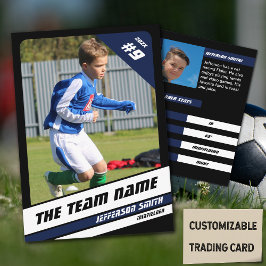 Voetbalspeler Handelskaart in Krachtig Blauw Zwart Contactkaartje