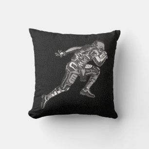 Voetbalspeler hardlopende quarterback zwart zilver kussen
