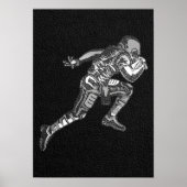 Voetbalspeler Hardlopende Quarterback Zwart Zilver Poster (Voorkant)