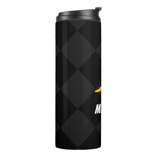 Voetbalspeler Illustratie Stijlvol Zwart & Wit Thermosbeker (Gedraaid links)