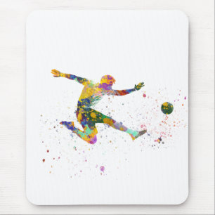 Voetbalspeler in aquarel muismat