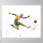 Voetbalspeler in waterverf poster (Voorkant)