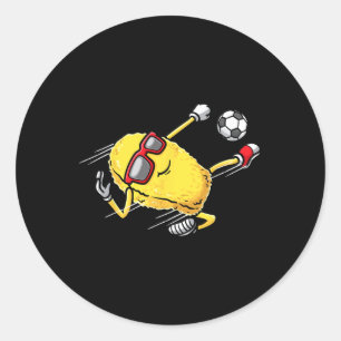 Voetbalspeler Kipnugget Voetbalspelende Meisjes Ronde Sticker