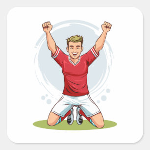Voetbalspeler man vierkante sticker