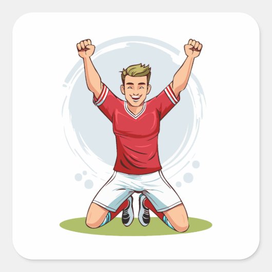 Voetbalspeler man vierkante sticker (Voorkant)
