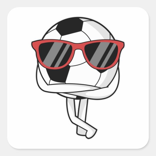 Voetbalspeler met zonnebril op Voetbal Vierkante Sticker (Voorkant)