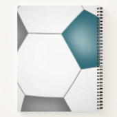 voetbalspeler monogram blauwgroen grijs notitieboek (Achterkant)