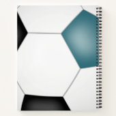 voetbalspeler monogram blauwgroen zwart notitieboek (Achterkant)
