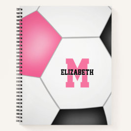 voetbalspeler monogram roze zwart notitieboek