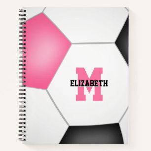 voetbalspeler monogram roze zwart notitieboek