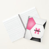 voetbalspeler monogram roze zwart notitieboek (Binnen)