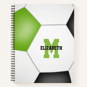 voetbalspeler monogramma limoen zwart notitieboek