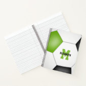 voetbalspeler monogramma limoen zwart notitieboek (Binnen)